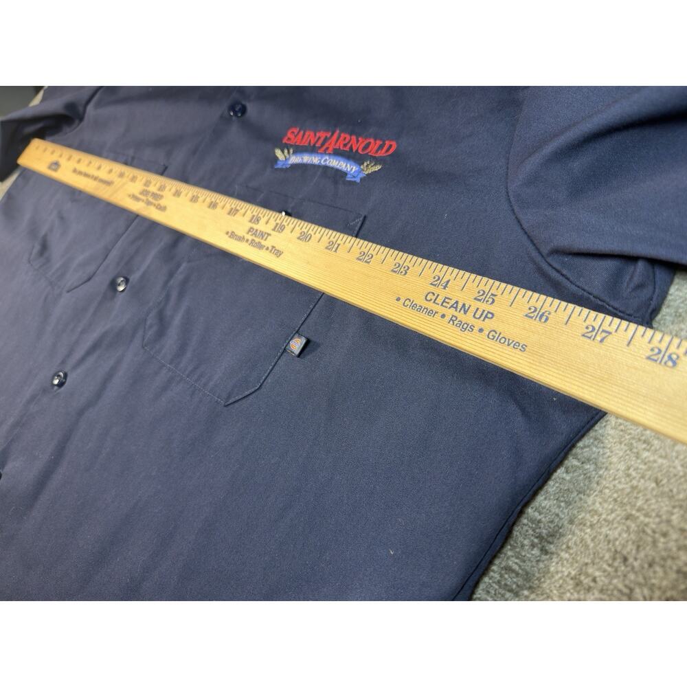 Saint Arnold Brewing Dickies Work Shirt Mens 2XL Blue SS Button Down Uniform - Picture 6 of 7